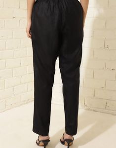 Elegant Black Satin-Finish Tapered Trousers