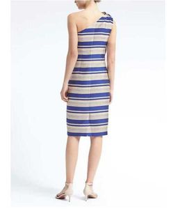 Republic Banana Branded Striped One-Shoulder Dress