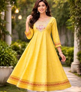 Ethnic Yellow Printed Kurta