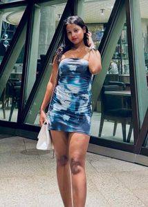Blue Tie-Dye Bodycon Dress