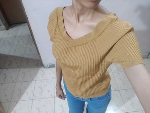 Mustard V-Neck Top