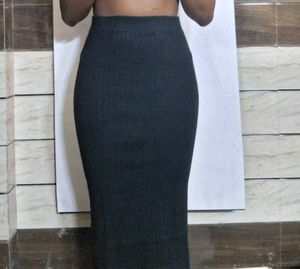 Black Knit Midi Skirt