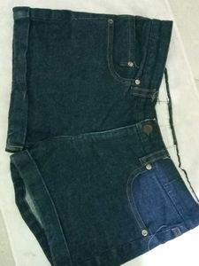 Dark Denim Cuffed Shorts