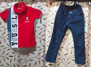 Cute Red Kids T-Shirt With Jeans