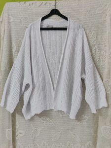 White Knit Open-Front Cardigan