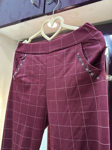 Maroon Checkered Pants