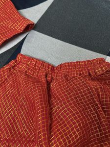Red &amp; Gold Indian Skirt Set For Kids