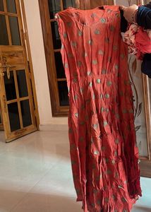 2 pack of Red Printed Maxi kurtas