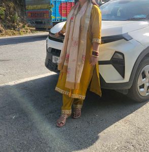 Mustard Embroidered Kurta Set