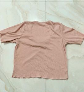 Peach Ribbed Top