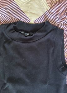 Turtle Neck Cut Sleeves Top