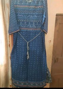 Blue Printed Kurti Dress