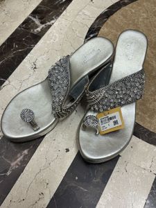 Elegant Silver Embellished Sandals