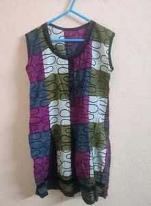 Abstract Patchwork Sleeveless Tunic