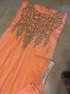 Partywear Unstitched Long Gown Material