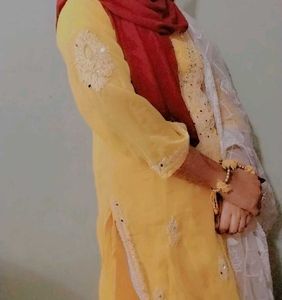 Yellow Lakhnawi Kurta