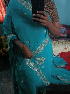 Crepe Festive Wear Saree With Blouse