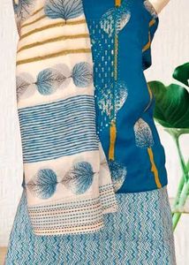 Blue Printed Kurta set material