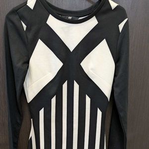 H&M Black & White Geometric Dress