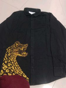 Black Panther Print Button-Down