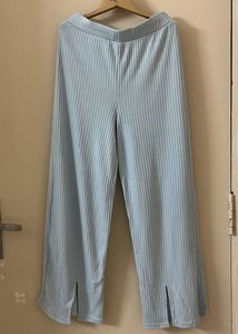 Light Blue Slit Hem Pants