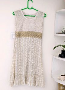 Off White And Gold Colour Dress