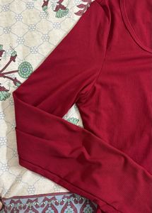 Savana Red Ribbed Top - Size L