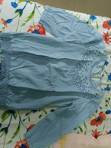Blue Embroidered Blouse