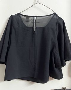 Black Butterfly Flare Shoulder Top