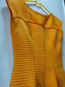 Mustard Yellow Ribbed Sheath Dress