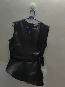 Chic Black Wrap Top