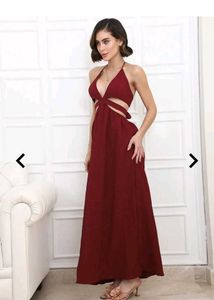 Shein Bold Halter Neck Textured Cut-Out Split Thig