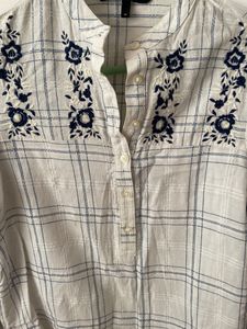 Vero Moda White and Blue Motif Shirt