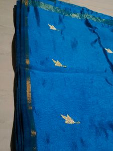 Cotton Silk Peacock Blue Saree 💙