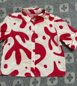 Red &amp; White Patterned Top For Women’s