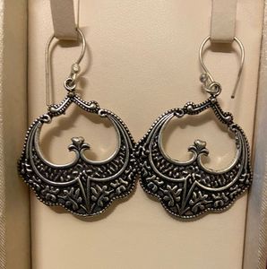 Oxidized Silver Tone Dangle Earrings