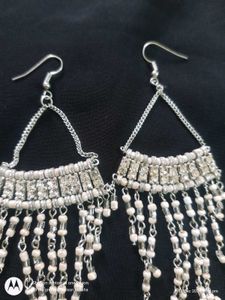Silver Beaded Dangle Earrings