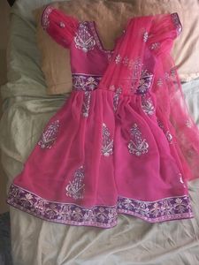 Trending Dhavani Type Embroidered Frock