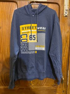 Blue Graphic Print Hoodie