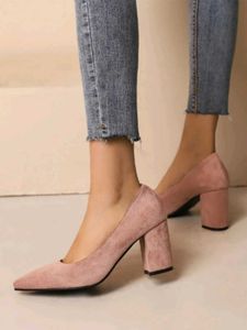 Suede Block Heel Pumps