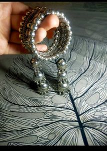 Stylish Silver Bangles (2 Designs)+Matching Jhumke