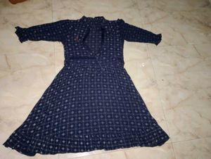 Printed Navy Wrap Dress