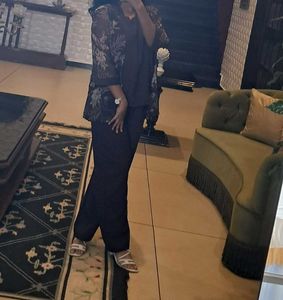 Purple cord set with floral jacket