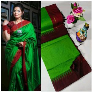 Premium Kalyani Cotton Green Saree