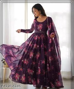 Floral Print Ethnic Gown