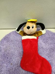 Plush Dog in Stocking