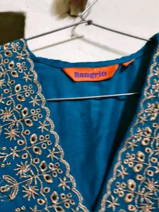 Rangriti Blue Printed Tiered Dress