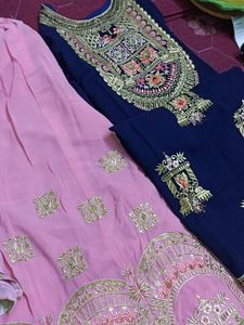 Sharara Suit Royal Blue Nd Pink Combination