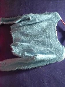 Fluffy Blue Knit Sweater