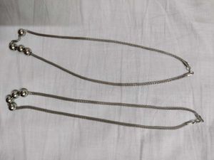 Silver Pearl Chain Necklaces (Set of 2)